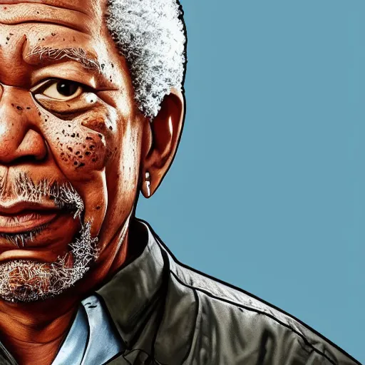 Image similar to A photorealistic illustration of Morgan Freeman wearing Gordon freeman's armor