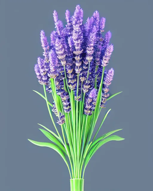 Image similar to a 3 d rendered ultra realistic lavender plant, masked transparent flat background, popular on sketchfab, pixelsquid, 8 k, volumetric lighting, trending on artstation, octane render, ultra detailed, hyperrealistic, by alphonse mucha