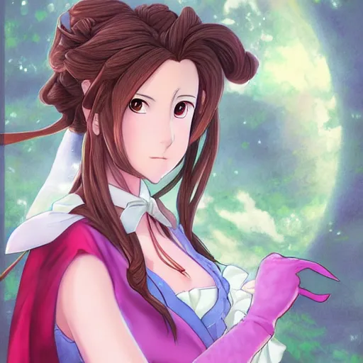 Image similar to portrait of aerith gainsborough, anime fantasy illustration by tomoyuki yamasaki, kyoto studio, madhouse, ufotable, trending on artstation