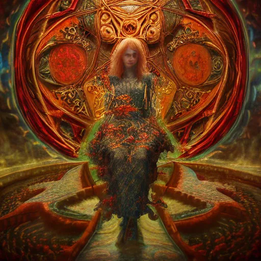 Prompt: preraphaelite sigil with the intent of remembering compassion lovecraftian red queen by agostino arrivabene biomechanical illuminated text ornaments and gems hdr 8 k 3 d dslr hdr trending on artstation rendered with cryengine