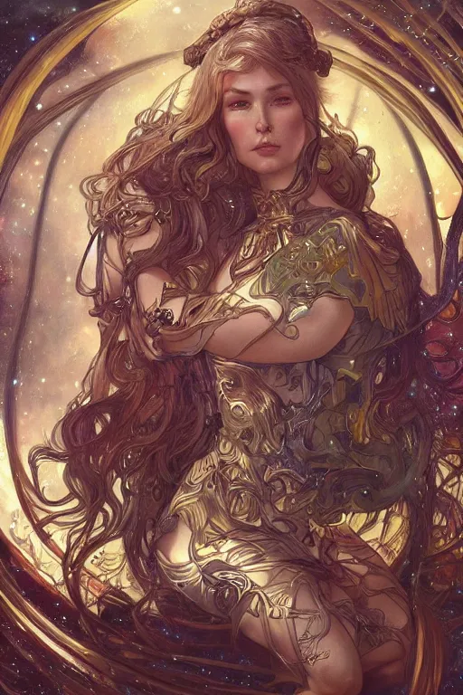 Prompt: space, fantasy, highly detailed, digital painting, 4 k, hdr, concept art, smooth, sharp focus, illustration, art by artgerm and h r giger and alphonse mucha