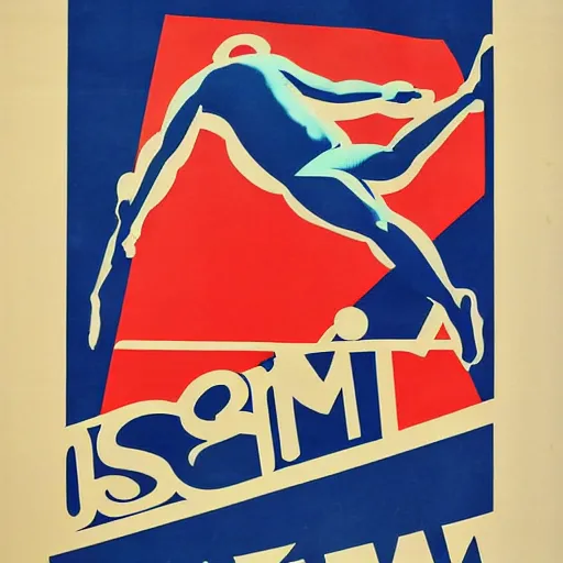 Prompt: year 1 9 2 8 poster for swimming. red and blue