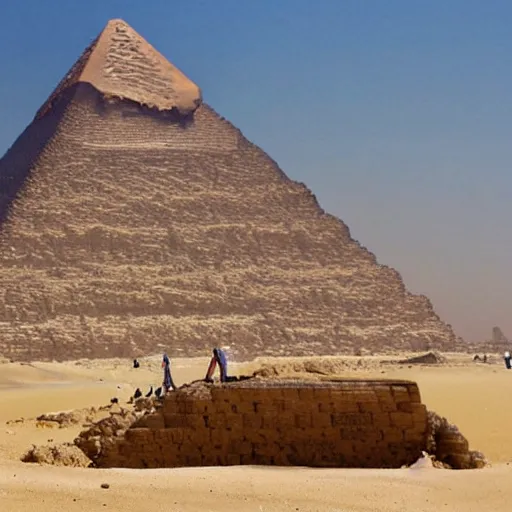 Prompt: a tsunami at the great pyramids in egypt