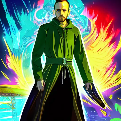 Image similar to portrait of jesse pinkman the cyber messiah, anime fantasy illustration by tomoyuki yamasaki, kyoto studio, madhouse, ufotable, comixwave films, trending on artstation