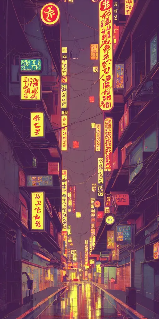 Image similar to symmetry!!! kabukicho, rainy night, neon lights, by cory loftis, makoto shinkai, hasui kawase, james gilleard, beautiful, serene, peaceful, golden curve composition