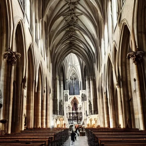 Prompt: a giant using a cathedral as his personal chair