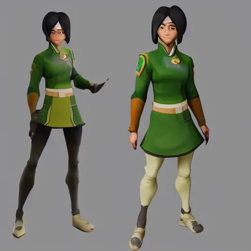 Image similar to toph beifong in fortnite, blind eyes, character render, full body shot, highly detailed, in game render