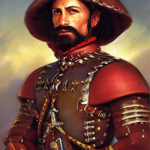 Prompt: spanish conquistador portrait, by Jesper Justin Gerard