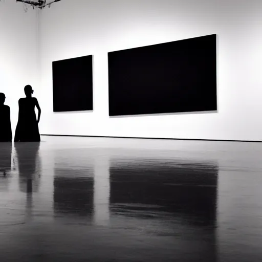 Image similar to a white space and a black subject contemporary art performance