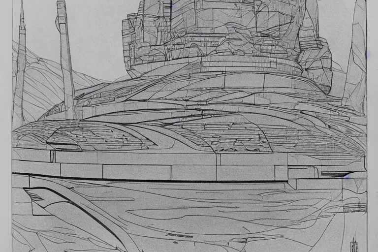 Image similar to gigachad, highly detailed sketch, line art, by frank lloyd wright