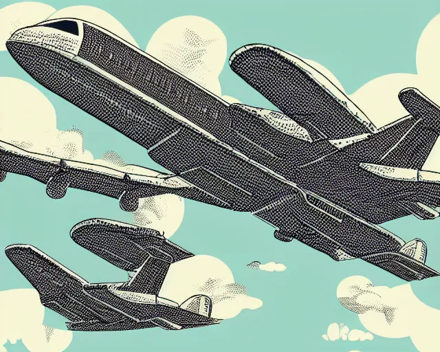 Prompt: airplane whole illustration vector digital art trending on artstation