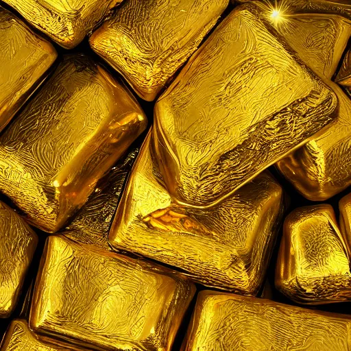 Image similar to a pile of golden ingots, fantasy art, trending on art station, highly detailed, hyper realism, art,