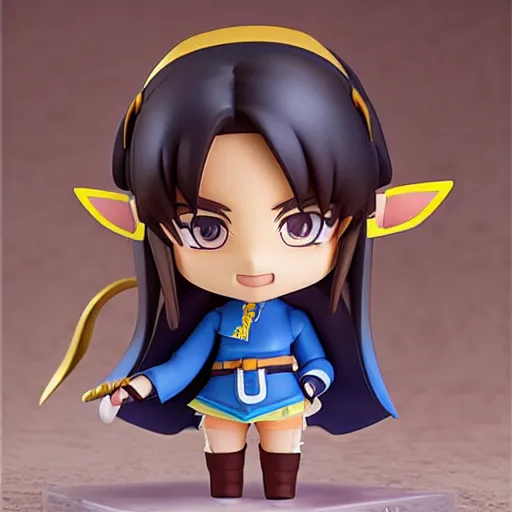 Image similar to high quality portrait flat matte painting of cute girl in the style of nendoroid and Toon Zelda , flat anime style, thick painting, medium close-up