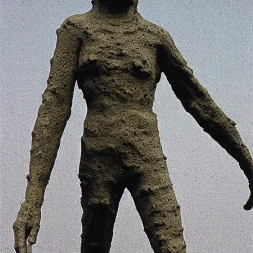 prompthunt: SCP-173 is a reinforced concrete sculpture of unknown origin  measuring 2.0 meters tall and weighing approximately 468 kg. The statue is  vaguely humanoid in shape, although improperly proportioned. Traces of  ketchup