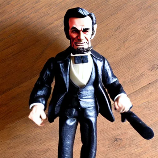 Prompt: abraham lincoln, stop motion vinyl action figure, plastic, toy, butcher billy style
