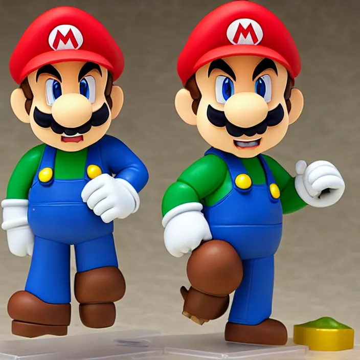 Image similar to Mario and Luigi, An anime Nendoroid of Mario and Luigi, figurine, detailed product photo