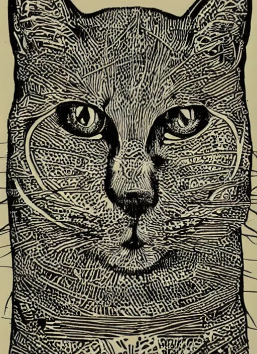 Image similar to cat woodcut print by Samuel Jessurun de Mesquita