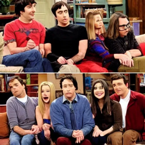 Prompt: actors from the friends cast in the big bang theory