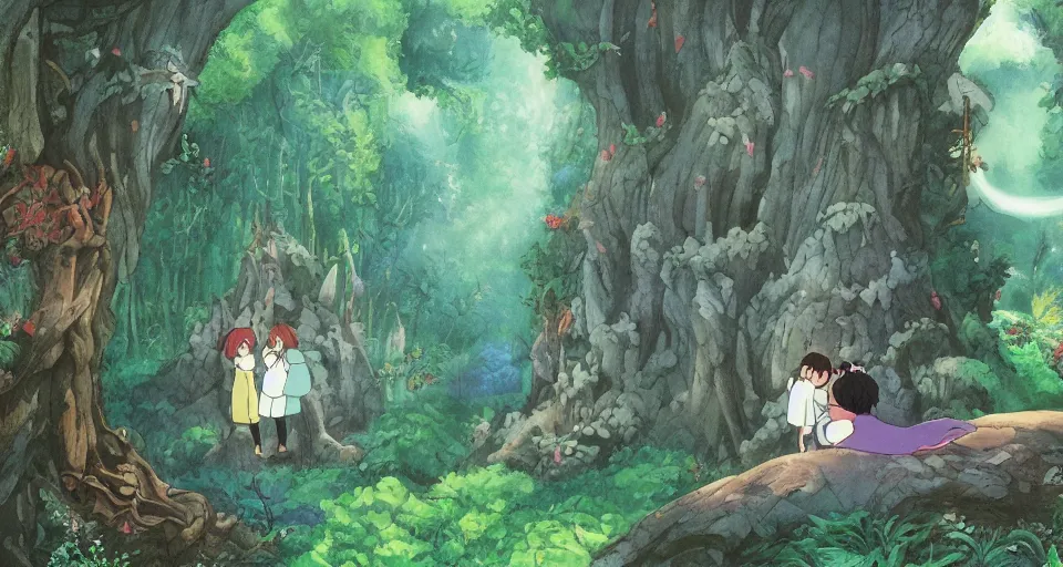 Prompt: Enchanted and magic forest, by Studio Ghibli