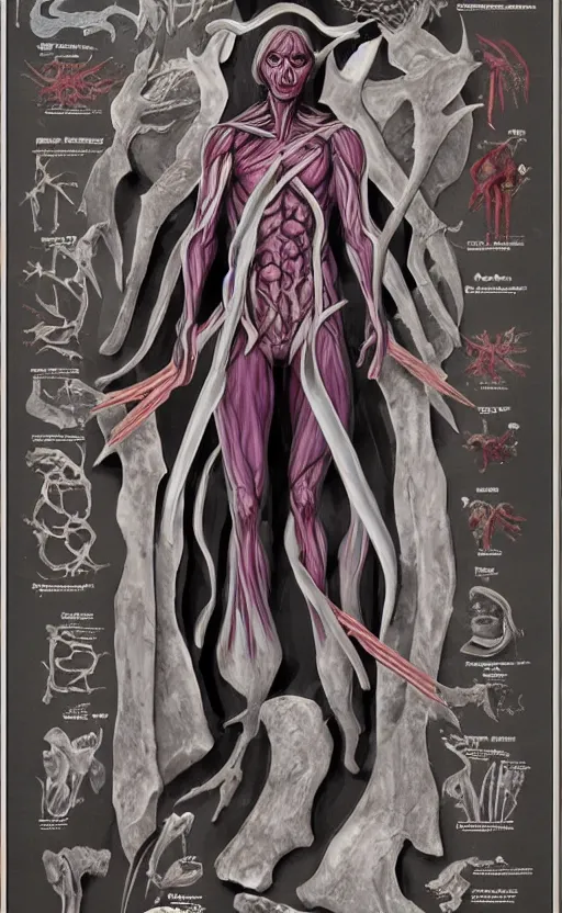 Prompt: dissection poster of dark elf drow, scientific anatomy educational fantasy medical diagram safe for work