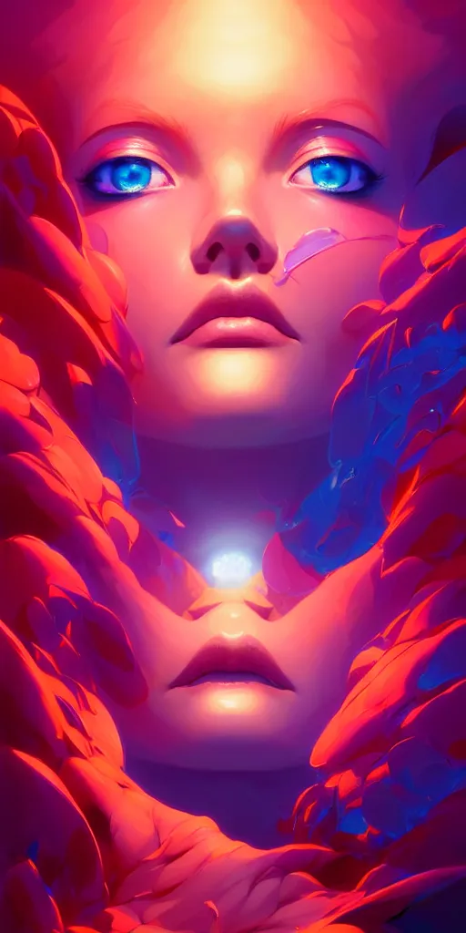 Image similar to hyper detailed ultra sharp of a beautiful fractal face ’ s. behance hd by jesper ejsing, by rhads, makoto shinkai and lois van baarle, ilya kuvshinov, rossdraws radiating a glowing aura global illumination ray tracing hdr, 8 k