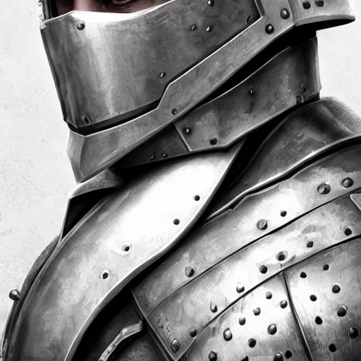 Prompt: realistic portrait, 30 year old man :: athletic, simple metal armour, majestic, authority :: high detail, digital art, RPG, concept art, illustration