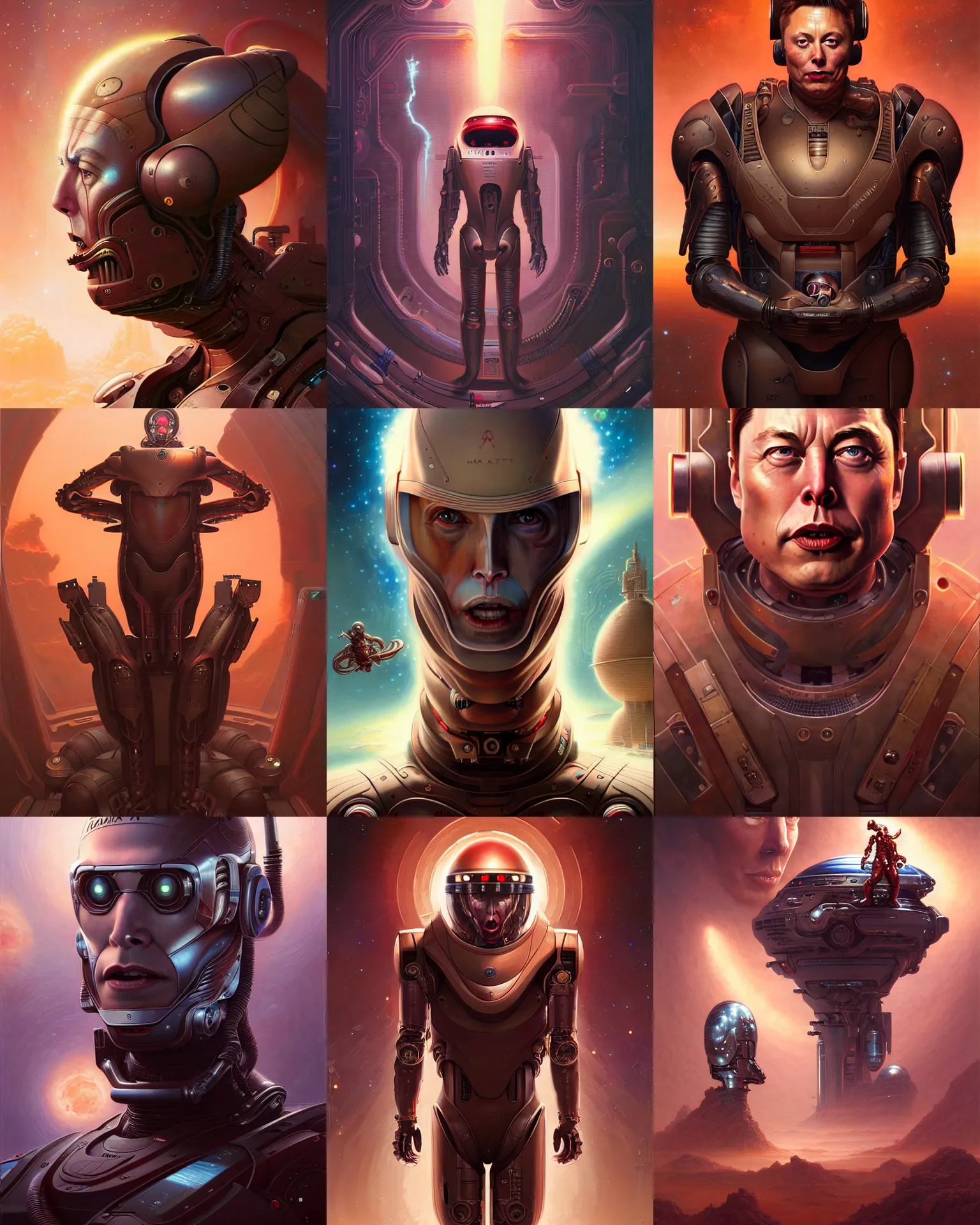 Prompt: beautiful elon musk vs mars fantasy character portrait, ultra realistic, cyborg, muted color, wide angle, intricate details, total recall artifacts, highly detailed by peter mohrbacher, hajime sorayama, wayne barlowe, boris vallejo, aaron horkey, gaston bussiere, craig mullins