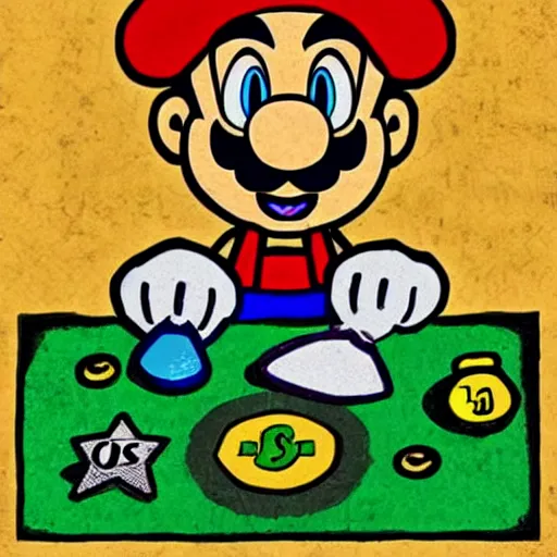 Image similar to Mario bros Luigi playing a ouija board, illustration, exquisite quality, artgram,