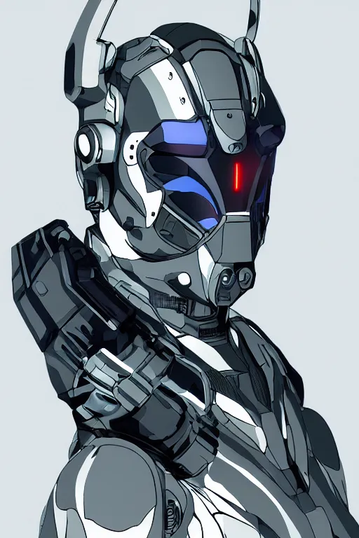 Image similar to cyber cyborg ninja mask helmet metal gear solid artic suit swat commando, global illumination ray tracing hdr fanart arstation by sung choi and eric pfeiffer and gabriel garza and casper konefal, a spectacular view cinematic rays of sunlight comic book illustration, by john kirby