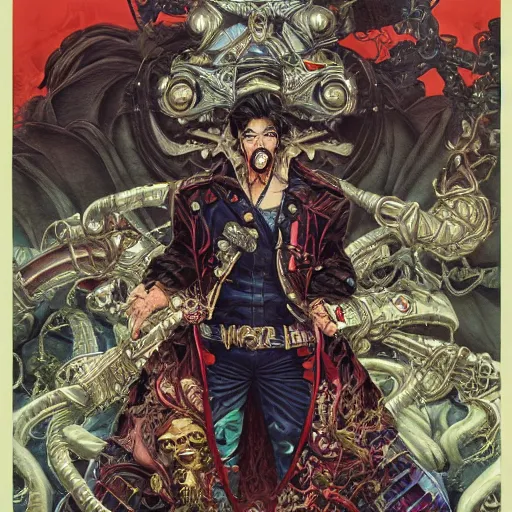 Image similar to portrait of crazy captain hook, symmetrical, hyper detailed, by yoichi hatakenaka, masamune shirow, josan gonzales and dan mumford, ayami kojima, takato yamamoto, barclay shaw, karol bak, yukito kishiro