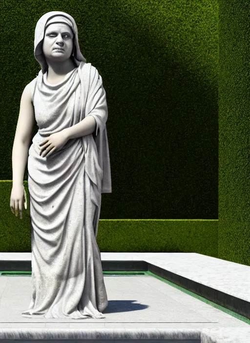 Prompt: umm kulthum as marble statue, in modern sunny gardens, soft surface texture, very realistic 3 d render, soft sun lights, 4 k, high detailed photography result, 5 0 mm lens, rich deep colors, smooth gradients, depth of field, cinematic, hyper realism, high detail, octane render, unreal engine, 8 k, vibrant colors