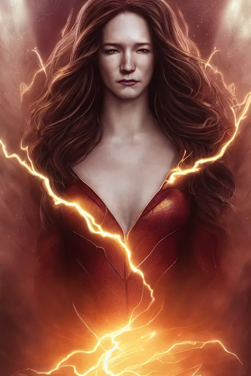 Image similar to Majestic and regal portrait of a female The Flash, DC universe, Perfect face, beautiful, intricate, epic, elegant, menacing, fantasy, highly detailed, digital painting, hard focus, beautiful volumetric lighting, epic light, ultra detailed, by Leesha Hannigan, Ross Tran, Thierry Doizon, Kai Carpenter, Ignacio Fernández Ríos