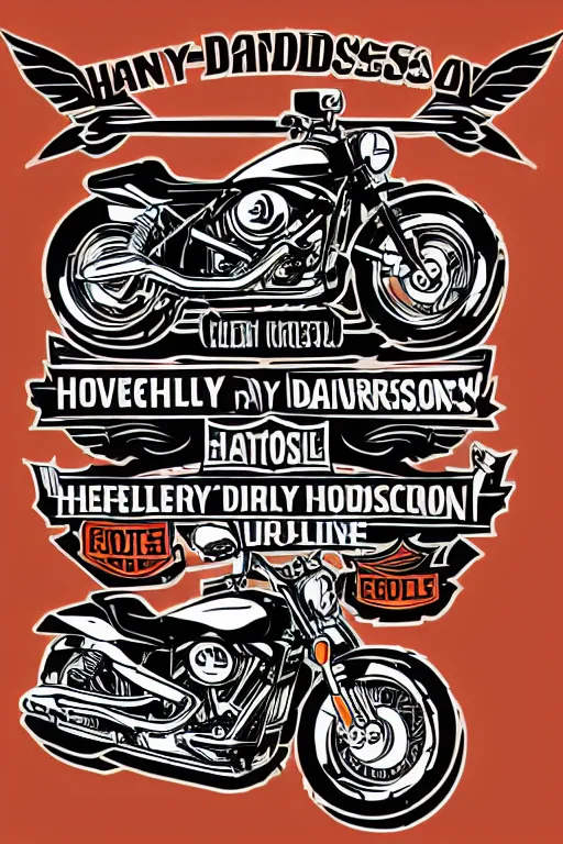 Image similar to Harley Davidson motorbike , sticker, colorful, illustration, highly detailed, simple, smooth and clean vector curves, no jagged lines, vector art, smooth