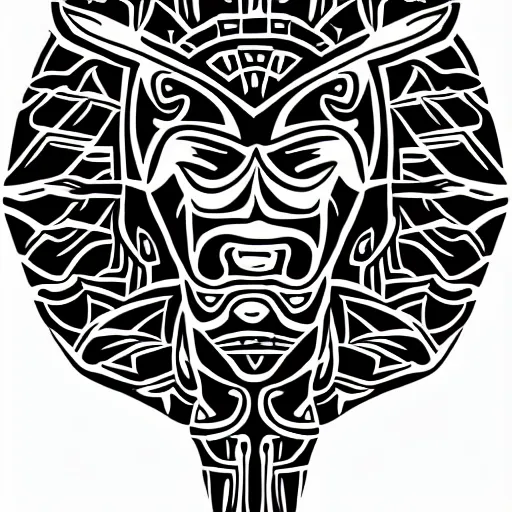 Image similar to tattoo sketch of a dog hugging the sun, on a canva, polynesian style, maori, ornament, lines, vector,