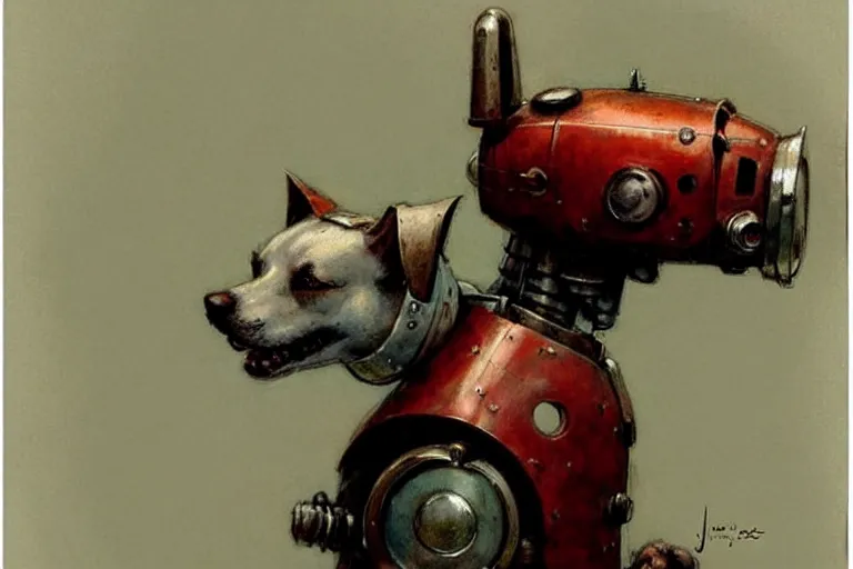 Image similar to adventurer ( ( ( ( ( 1 9 5 0 s retro future robot android dog. muted colors. ) ) ) ) ) by jean baptiste monge!!!!!!!!!!!!!!!!!!!!!!!!! chrome red