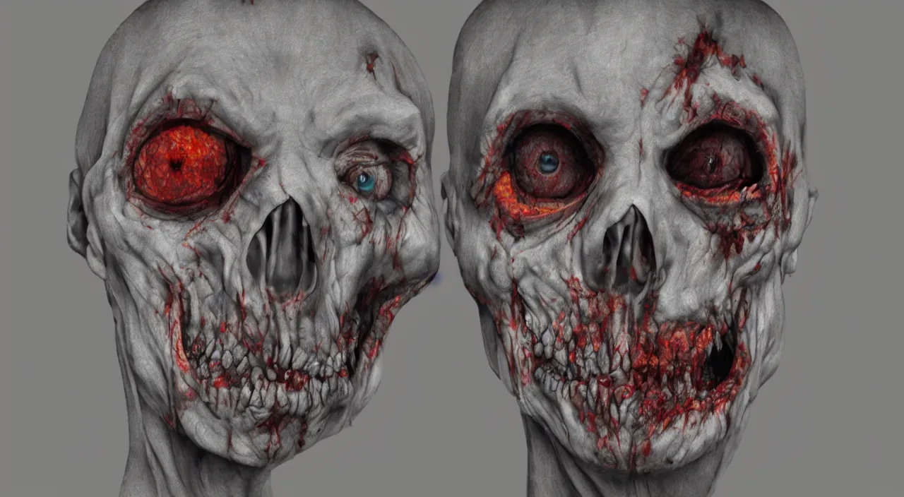 Prompt: a color pencil sketch of a zombie hyperrealistic and rendered in Cinema4D