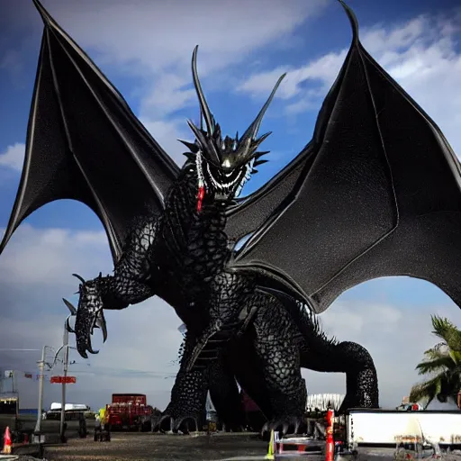 Prompt: giant black dragon