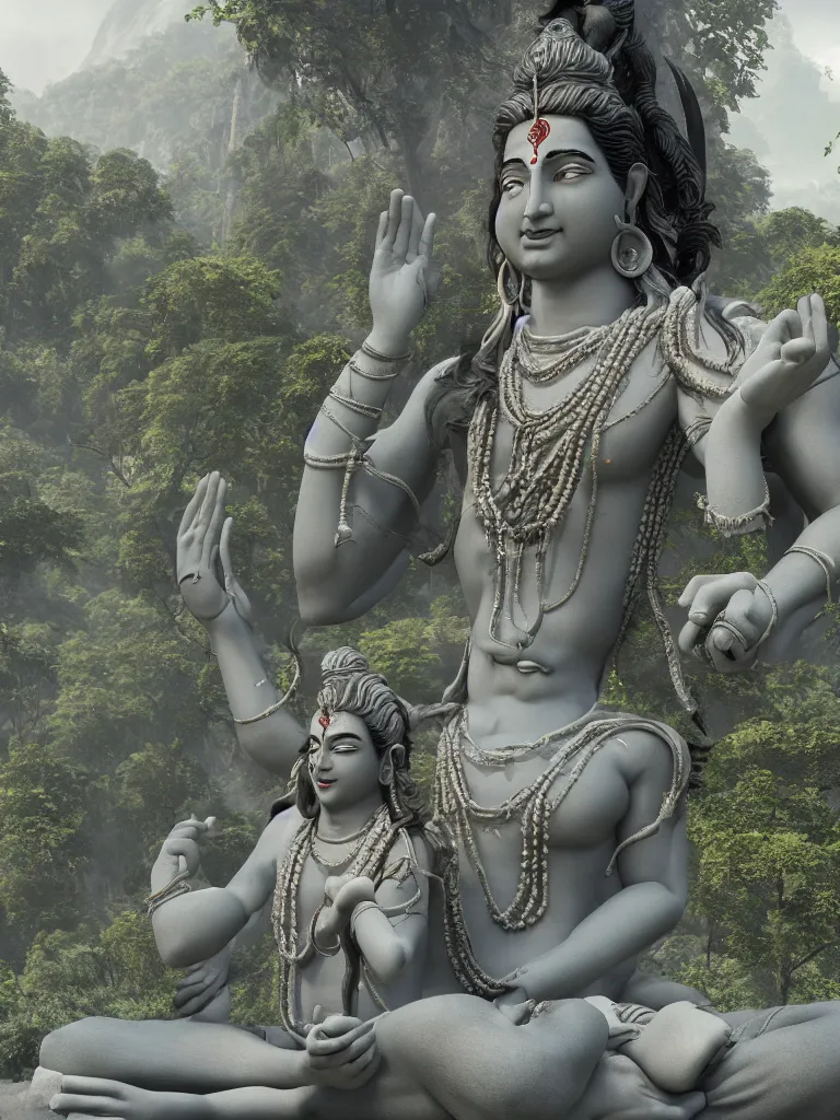 Prompt: lord shiva meditating, hyperrealistic, unreal engine