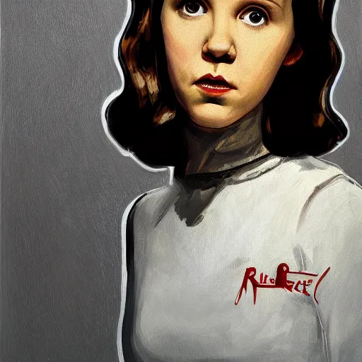 Image similar to portrait of millie bobby brown or carrie fisher by greg ruthkowski