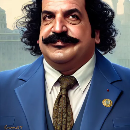 Prompt: handsome Ron Jeremy as President of United States of America as GTA character , western, fantasy, closeup, D&D, intricate, elegant, highly detailed, digital painting, artstation, concept art, matte, sharp focus, illustration, art by Artgerm and Greg Rutkowski and Alphonse Mucha