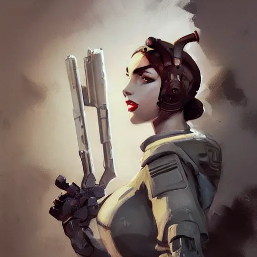 Image similar to portrait of beautiful muscilar girl with plump lips in team fortress 2 style, tragic, military art, concept art, fantasy, hd shot, digital portrait, beautiful, artstation, comic style, by artgerm, guy denning, jakub rozalski, magali villeneuve and charlie bowater