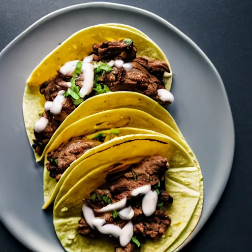 Prompt: dslr food photograph of tacos stuffed with poop, 8 5 mm f 1. 4