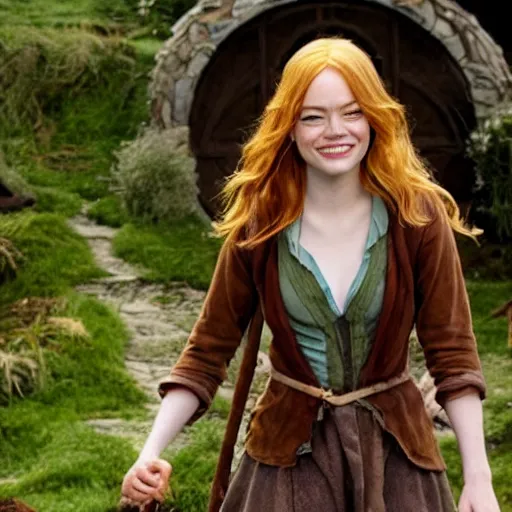 Image similar to emma stone as a hobbit