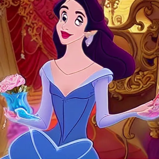 Image similar to of lilly collins as a beauty and the beast disney cartoon princess