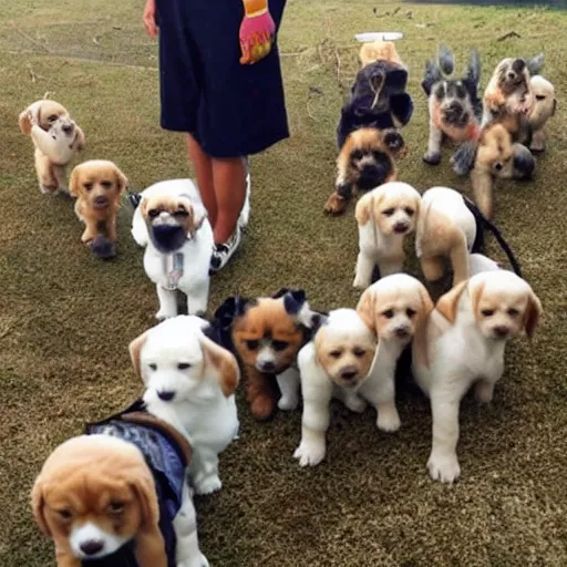 Image similar to a tornado made out of puppies