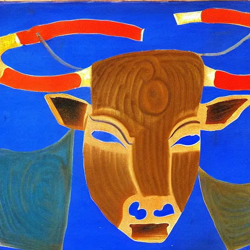 Image similar to minotaur, minoan painting