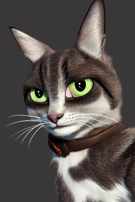 Image similar to a cat wearing a formal overcoat, portait photo, profile picture, hyperrealistic, concept art, octane render, unreal engine 5, digital art, high quality, highly detailed, 8K, cute, defined face, elegant clothes, trending on DeviantArt, Pixar style