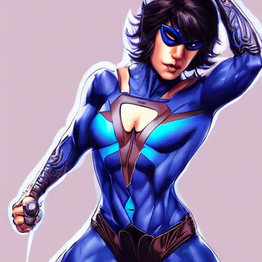 Image similar to emaa radacuuna as nightwing, realistic, intricate, elegant, art by artgerm and wlop