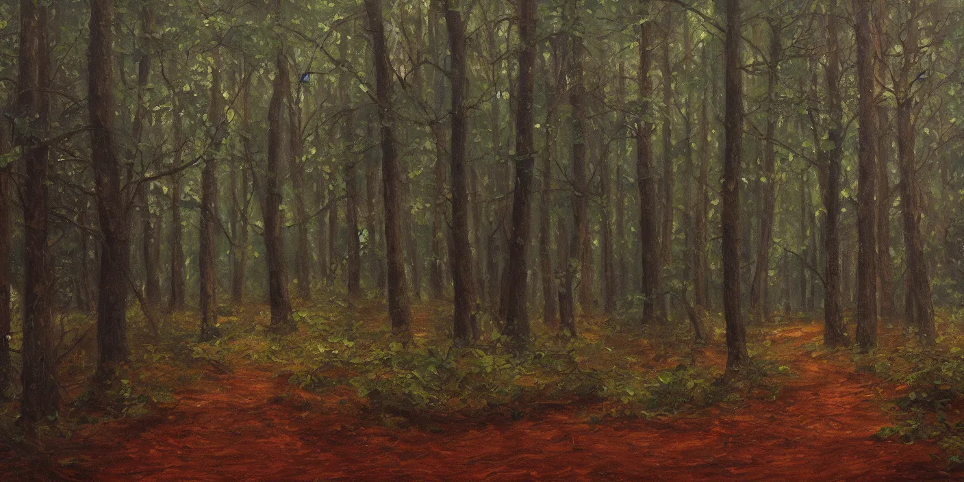 Image similar to woods, cinematic lighting, detailed oil painting, hyperrealistic, 8k