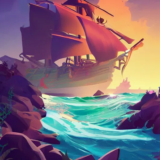 Image similar to painting mermaid treasure on sea of thieves game avatar hero smooth face median photoshop filter cutout vector, behance hd by jesper ejsing, by rhads, makoto shinkai and lois van baarle, ilya kuvshinov, rossdraws global illumination